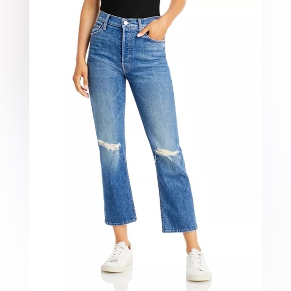 Mother The Tomcat Distressed Crop Jeans in Playing with Scissors size 32